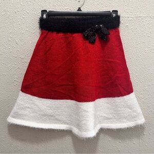 Planet Gold Christmas Holiday Skirt with Sequin Bow XS